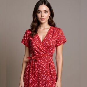Diane Von Furstenberg Red Floral one piece pantsuit